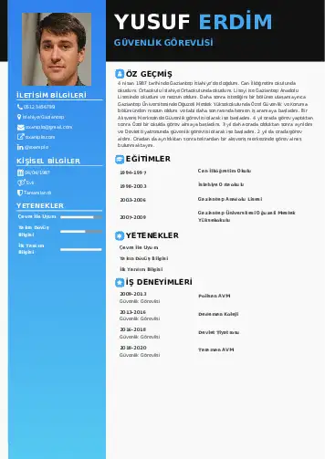 Güvenlik Görevlisi CV Örnekleri cv indir